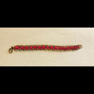 Gold and pink corded bracelet